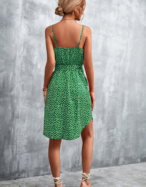 Load image into Gallery viewer, Printed V-Neck Tie Waist Mini Dress
