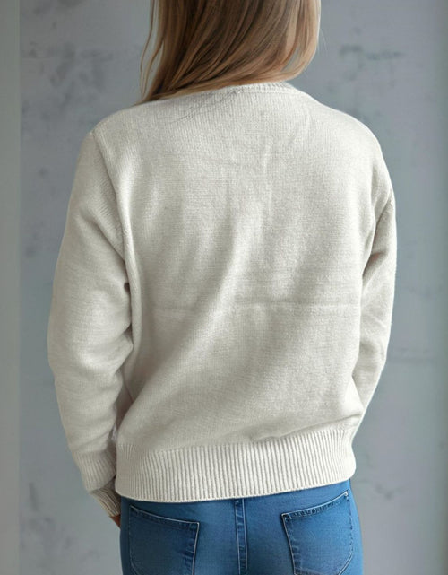 Load image into Gallery viewer, Button Up Round Neck Long Sleeve Cardigan
