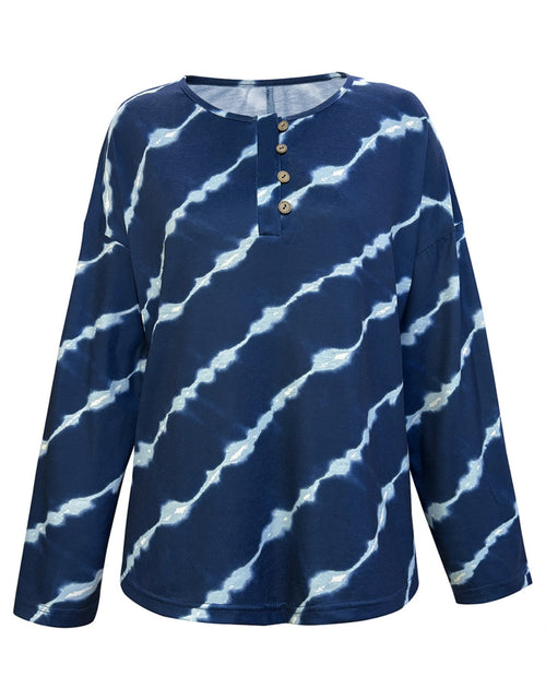 Load image into Gallery viewer, Striped Round Neck Long Sleeve T-Shirt
