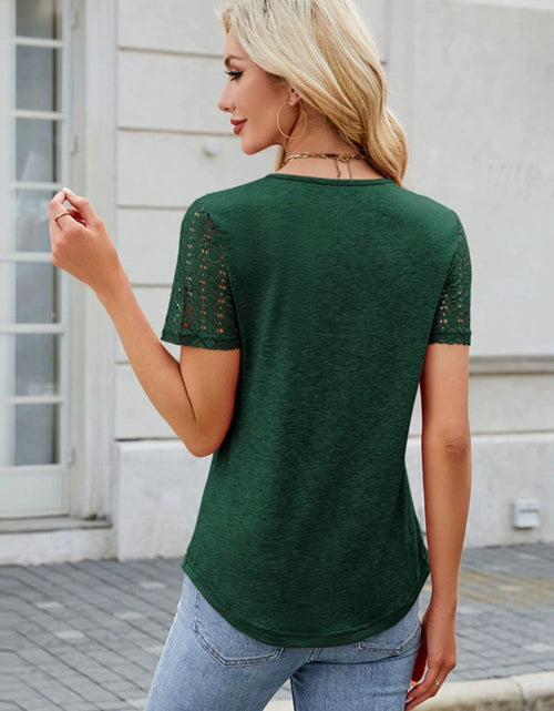 Load image into Gallery viewer, Smocked Round Neck Short Sleeve T-Shirt
