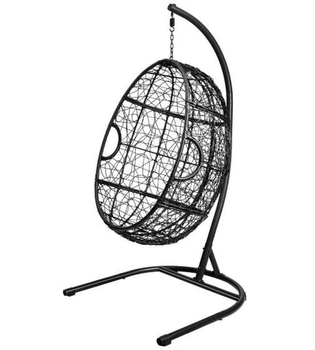 Hanging Cushioned Hammock Chair with Stand -Gray