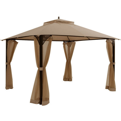 Load image into Gallery viewer, 12 x 10 Feet Outdoor Double Top Patio Gazebo with Netting-Brown
