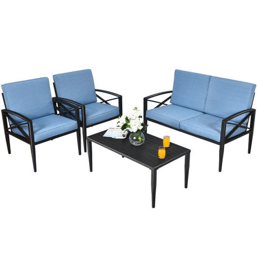 Load image into Gallery viewer, 4 Pieces Patio Furniture Set Aluminum Frame Cushioned Sofa
