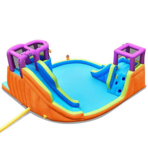 Load image into Gallery viewer, 6-in-1 Inflatable Dual Water Slide Bounce House Without Blower
