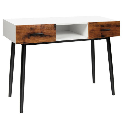 Load image into Gallery viewer, 42 Inch Industrial Console Table with 2 Drawers for Entryway Hallway
