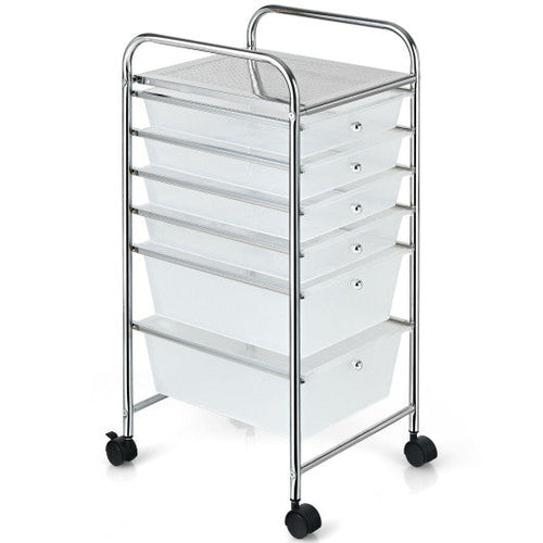 Load image into Gallery viewer, 6 Drawers Rolling Storage Cart Organizer-Clear
