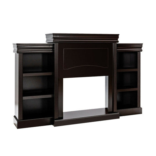 Load image into Gallery viewer, 70 Inch Modern Fireplace Media Entertainment Center with Bookcase-Brown
