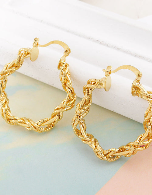 Load image into Gallery viewer, 14K Gold Solid Star Love knot Hoop Earring

