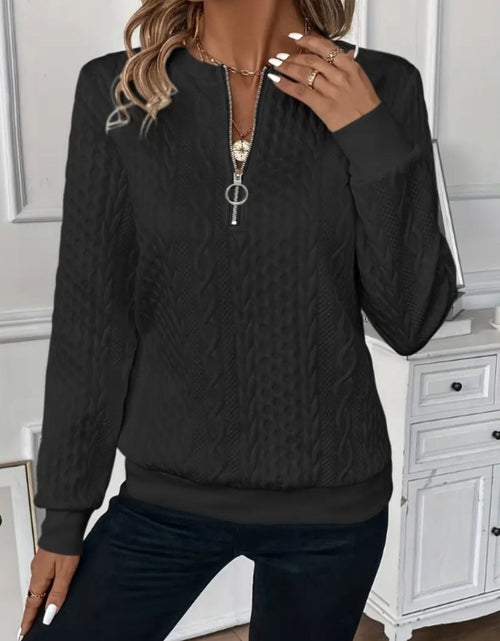 Load image into Gallery viewer, Texture Half Zip Long Sleeve Sweatshirt
