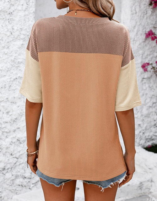 Load image into Gallery viewer, Mandy Color Block Round Neck Half Sleeve T-Shirt
