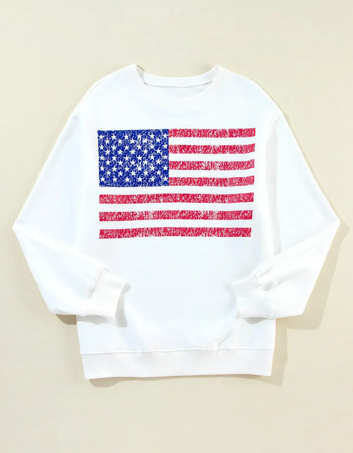 Load image into Gallery viewer, US Flag Round Neck Long Sleeve Sweatshirt
