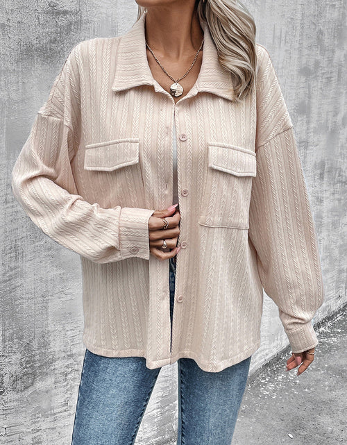 Load image into Gallery viewer, Pocketed Button Up Dropped Shoulder Jacket
