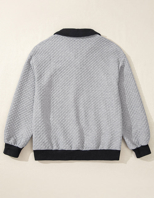 Load image into Gallery viewer, Texture Quarter Button Long Sleeve Sweatshirt
