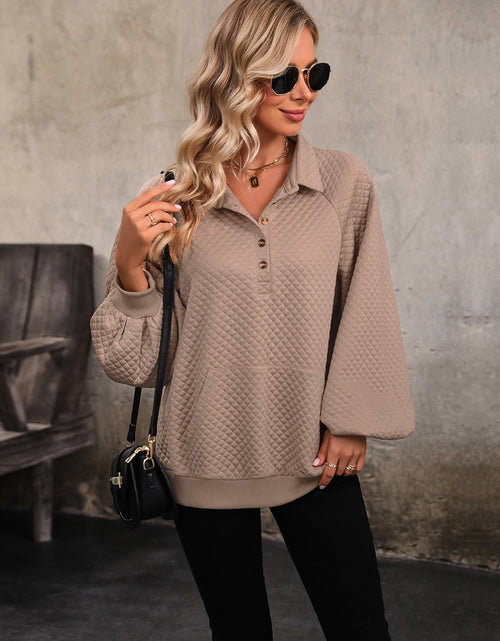Load image into Gallery viewer, Perfee Collared Neck Buttoned Sweatshirt with Pocket
