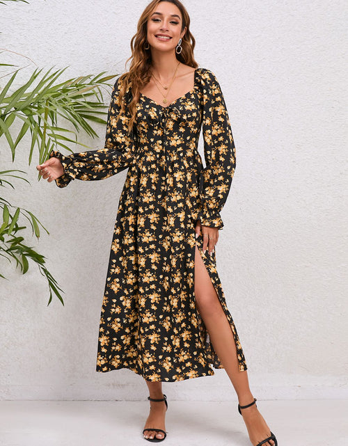 Load image into Gallery viewer, Flounce Sleeve Slit Midi Dress
