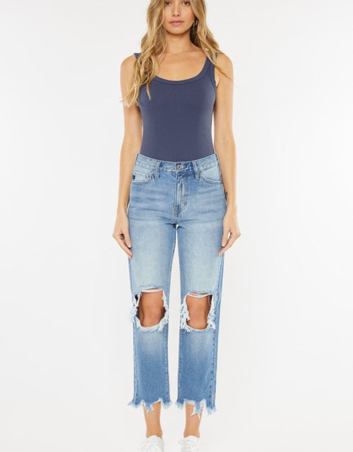Load image into Gallery viewer, Kancan High Waist Chewed Up Straight Mom Jeans
