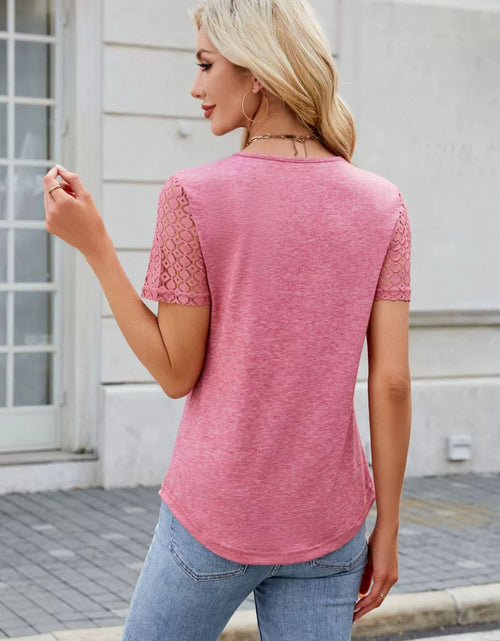 Load image into Gallery viewer, Smocked Round Neck Short Sleeve T-Shirt

