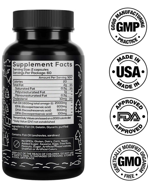 Load image into Gallery viewer, Wild Fish Oil, Omega-3 DHA, EPA, DPA, U.S. Wild Caught by Wild Foods

