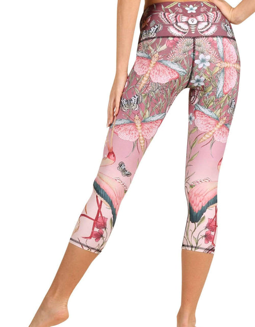Load image into Gallery viewer, Pretty in Pink Printed Yoga Crops by Yoga Democracy
