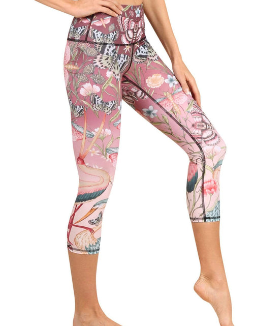 Load image into Gallery viewer, Pretty in Pink Printed Yoga Crops by Yoga Democracy

