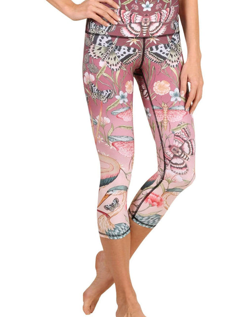 Load image into Gallery viewer, Pretty in Pink Printed Yoga Crops by Yoga Democracy
