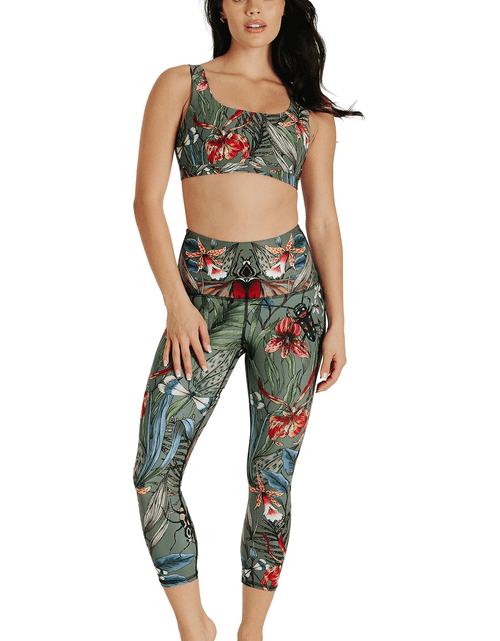Load image into Gallery viewer, Green Thumb Printed Yoga Crops by Yoga Democracy
