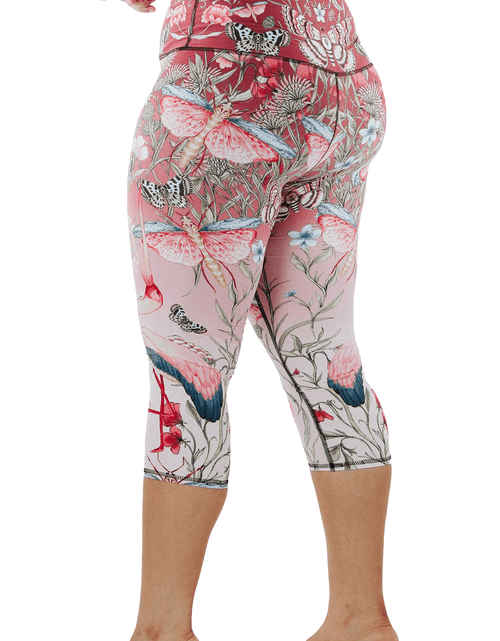 Load image into Gallery viewer, Pretty in Pink Printed Yoga Crops by Yoga Democracy
