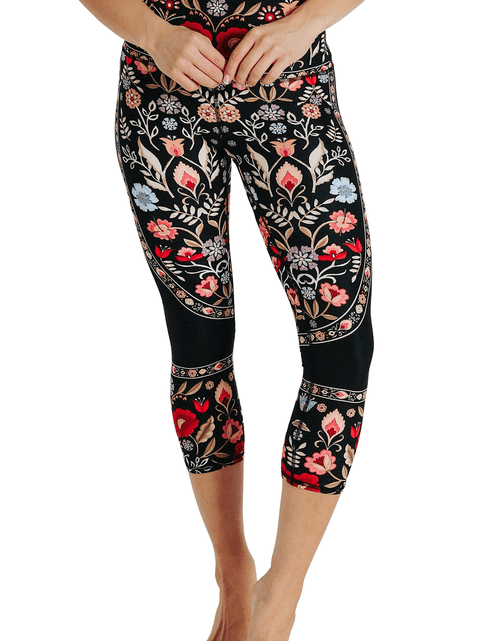 Load image into Gallery viewer, Rustica Printed Yoga Crops by Yoga Democracy
