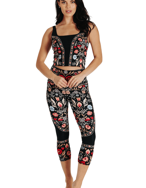 Load image into Gallery viewer, Rustica Printed Yoga Crops by Yoga Democracy
