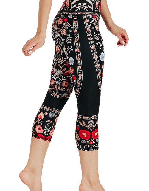 Load image into Gallery viewer, Rustica Printed Yoga Crops by Yoga Democracy
