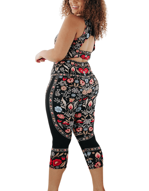 Load image into Gallery viewer, Rustica Printed Yoga Crops by Yoga Democracy
