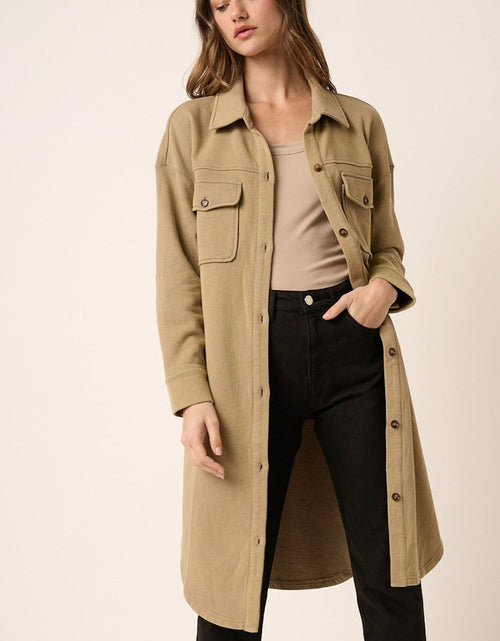 Load image into Gallery viewer, Mittoshop Acid Wash French Terry Longline Shacket
