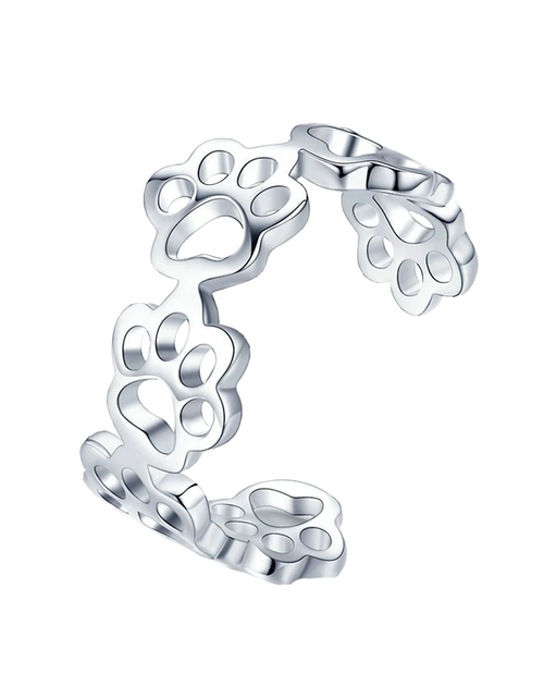 Load image into Gallery viewer, Cat &amp; Dog Paw Ring - Sterling Silver Adjustable by PetWithMe

