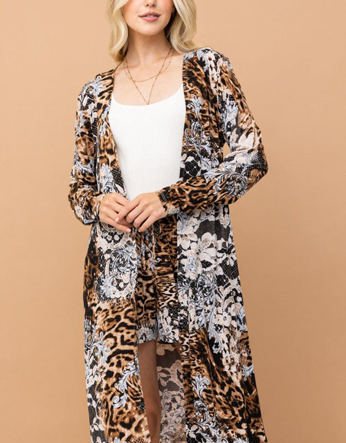 Load image into Gallery viewer, And The Why Leopard Kimono Open Front Longline Cardigan
