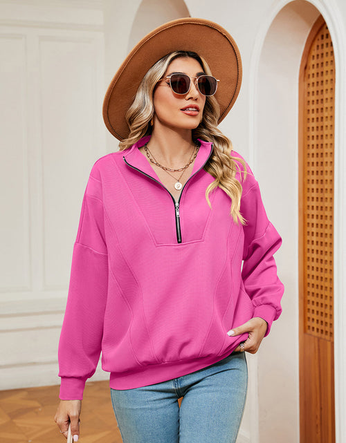 Load image into Gallery viewer, Half-Zip Dropped Shoulder Sweatshirt
