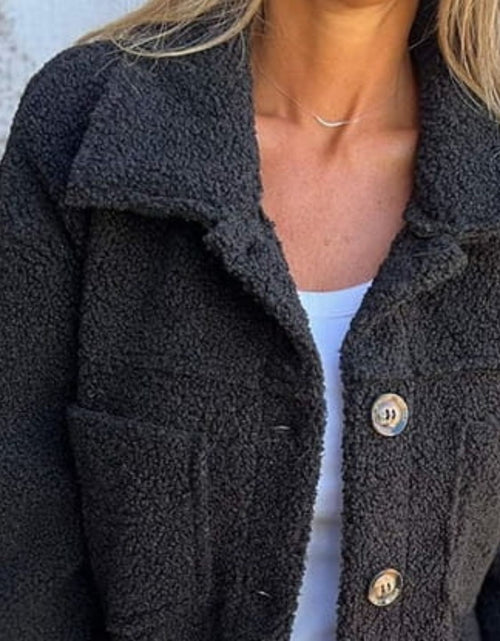 Load image into Gallery viewer, Full Size Fuzzy Button Up Drop Shoulder Jacket
