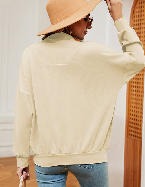 Load image into Gallery viewer, Half Zip Dropped Shoulder Sweatshirt
