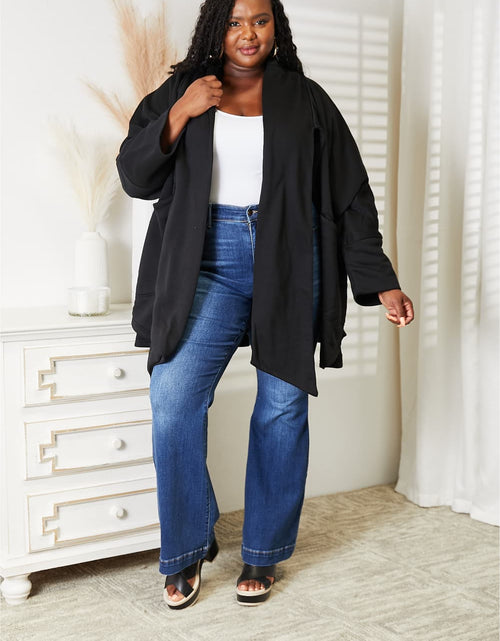 Load image into Gallery viewer, HEYSON Full Size Open Front Cardigan with Scarf Design
