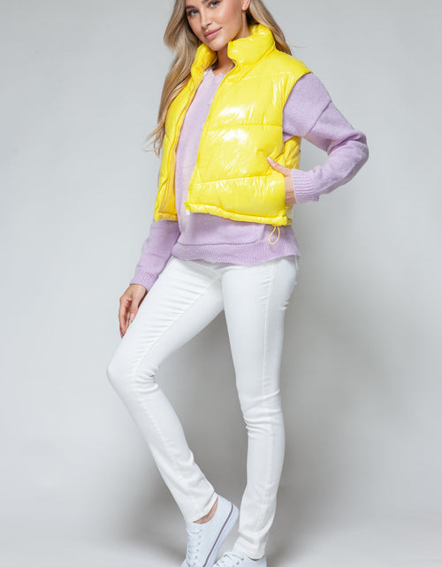 Load image into Gallery viewer, Snobbish Zip Up Turtleneck Shiny Quilted Vest
