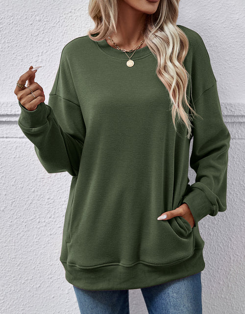 Load image into Gallery viewer, Dropped Shoulder Sweatshirt with Pockets
