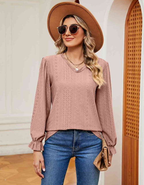 Load image into Gallery viewer, V-Neck Flounce Sleeve Blouse
