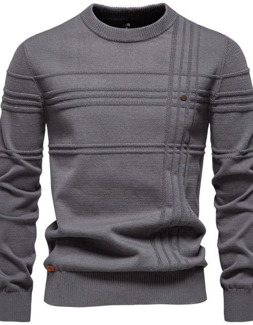 Load image into Gallery viewer, Men's Round Neck Striped Sweater
