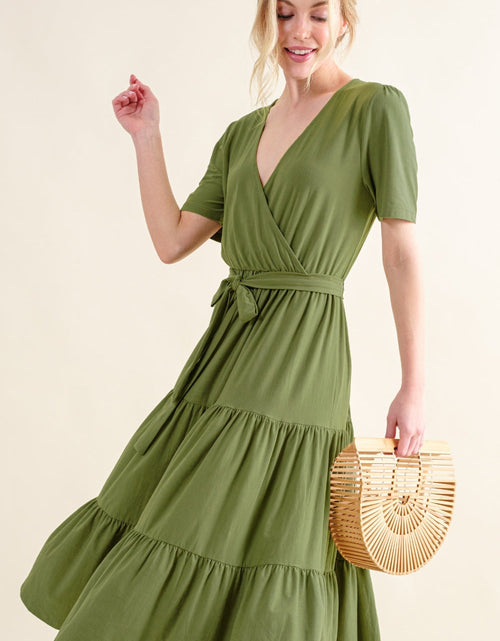 Load image into Gallery viewer, And The Why Soft Short Sleeve Tiered Midi Dress
