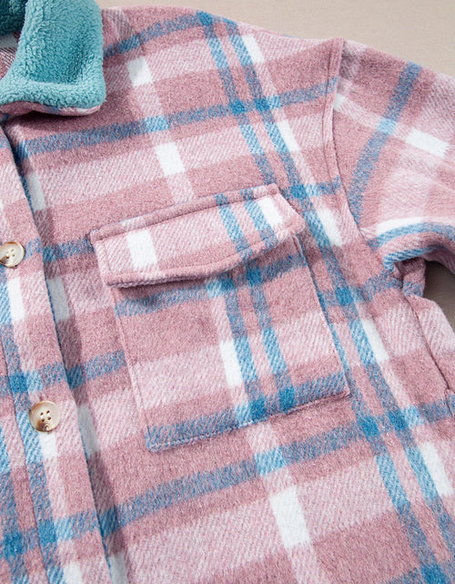 Load image into Gallery viewer, Plaid Collared Neck Flap Pockets Shacket
