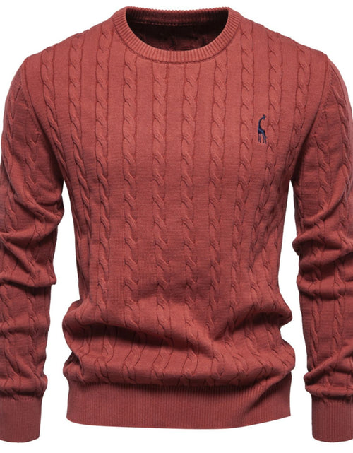 Load image into Gallery viewer, Men's Cable-Knit Round Neck Long Sleeve Sweater
