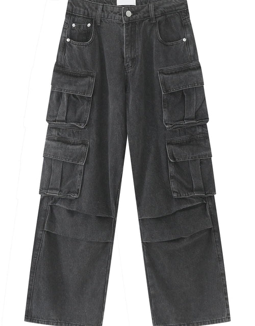 Load image into Gallery viewer, Men's Multi-Pocket Pleated Cargo Jeans
