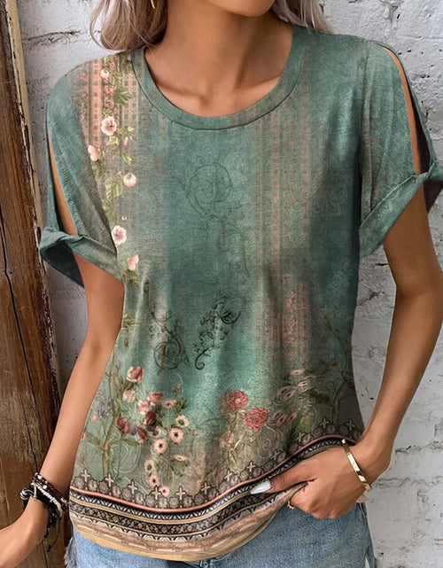 Load image into Gallery viewer, Printed Round Neck Short Sleeve T-Shirt
