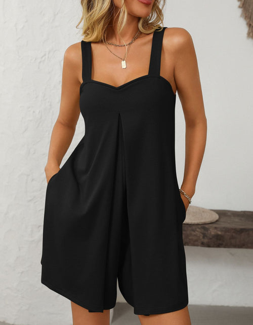 Load image into Gallery viewer, Mandy Sweetheart Neck Wide Strap Romper with Pockets
