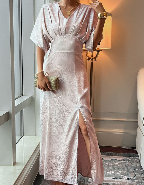 Load image into Gallery viewer, Devine Slit Animal Print V-Neck Half Sleeve Dress
