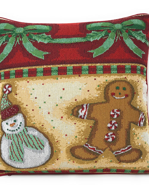 Load image into Gallery viewer, DaDa Bedding Set of 4 Pieces - Magical Santa Snowman Gingerbread Christmas Holiday Tapestry Throw Pillow Covers Bundle Pack - 16" x 16" by DaDa Bedding Collection
